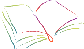 O ilustrație cu un contur de carte în culorile curcubeului.